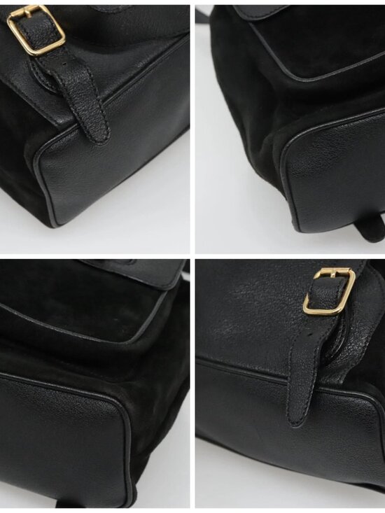 GUCCI Bamboo Backpack Suede Black Gold main image 10